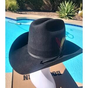 Vintage Stetson 5X Beaver Cowboy Hat Sz 7 Black Rancher Western USA Made